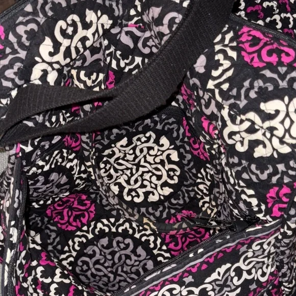 Vera Bradley Black and Purple Travel Duffel Bag with Crossbody and Handles - Picture 7 of 12
